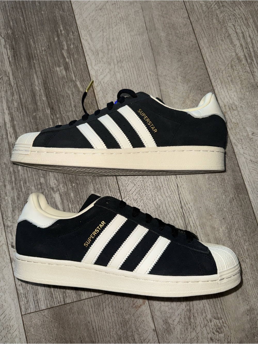 Adidas Superstar Black and White Suede Shell-Toe Sneakers size 8 1/2 men’s 9.5 w - Picture 2 of 7